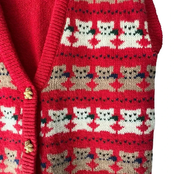THE EAGLE’S EYE VINTAGE SHETLAND WOOL NOVELTY TEDDY BEAR VEST LIKE NEW | MEDIUM - Picture 4 of 12